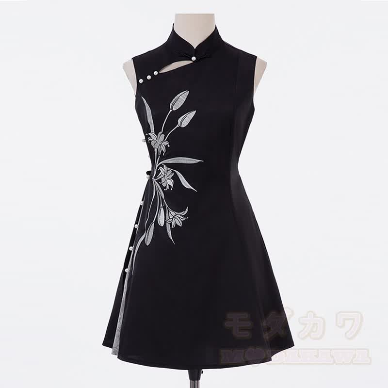 Vintage Tassel Top Flower Embroidered Slip Dress Two Pieces Set - image 5
