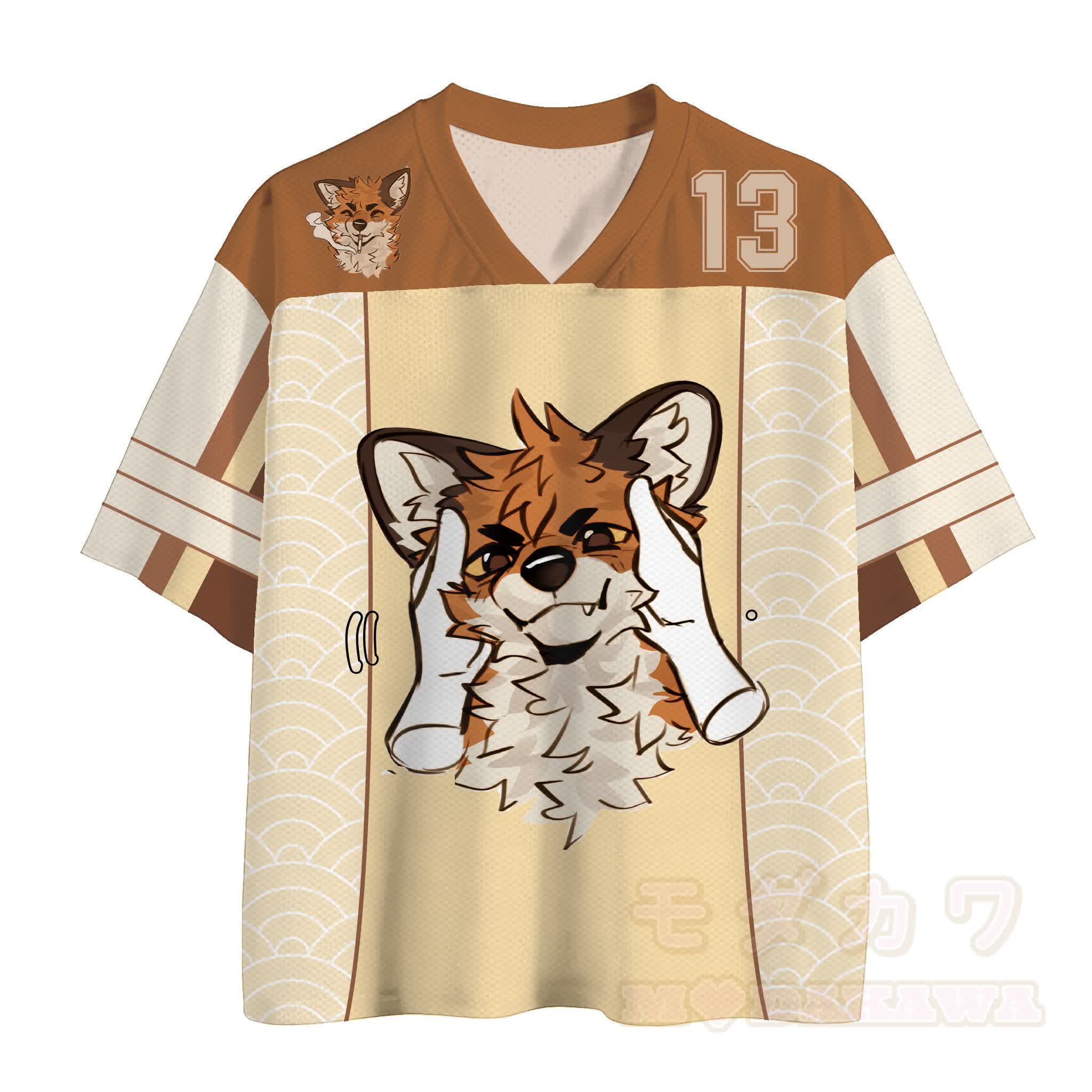 MODAKAWA X atka Pinch Face Fox Number Graphic Modakawa Vintage Mesh Jersey T-shirt - image 2