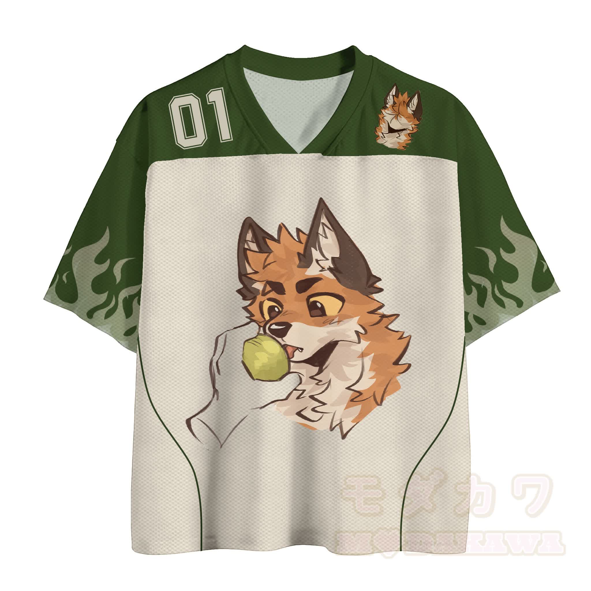 MODAKAWA X atka Fox Eating Number Graphic Modakawa Vintage Mesh Jersey T-shirt - image 2