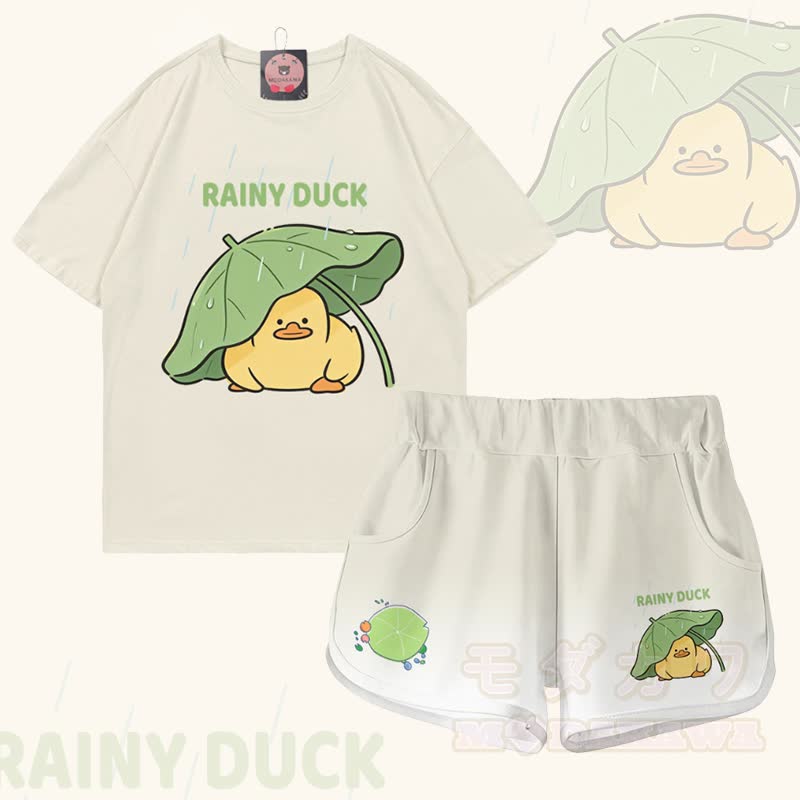 RAINY DUCK Graphic 100% Cotton T-shirt Gradient Shorts Modakawa Matching Outfit - Set B - 5XL - image 2