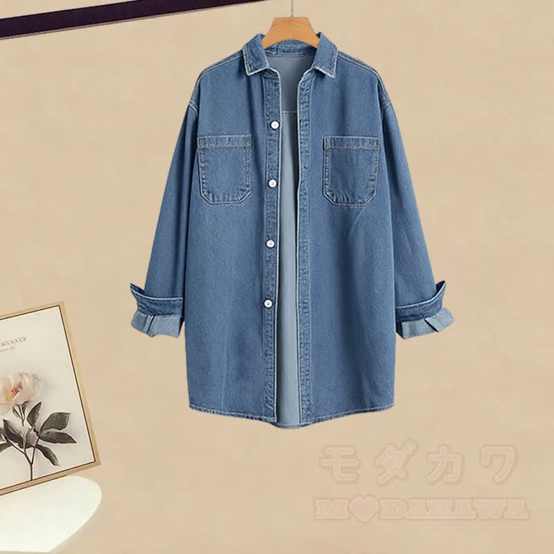 Denim Shirt Vintage Cami Dress Matching Outfit - Shirt (Single) - 3XL - image 2