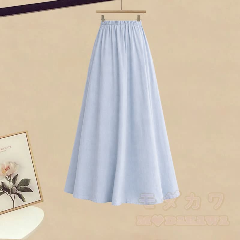 Irregular Letter Graphic T-shirt Lace Skirt Wide Leg Pantskirt Matching Outfit - Pantskirt (Single) - XL - image 2