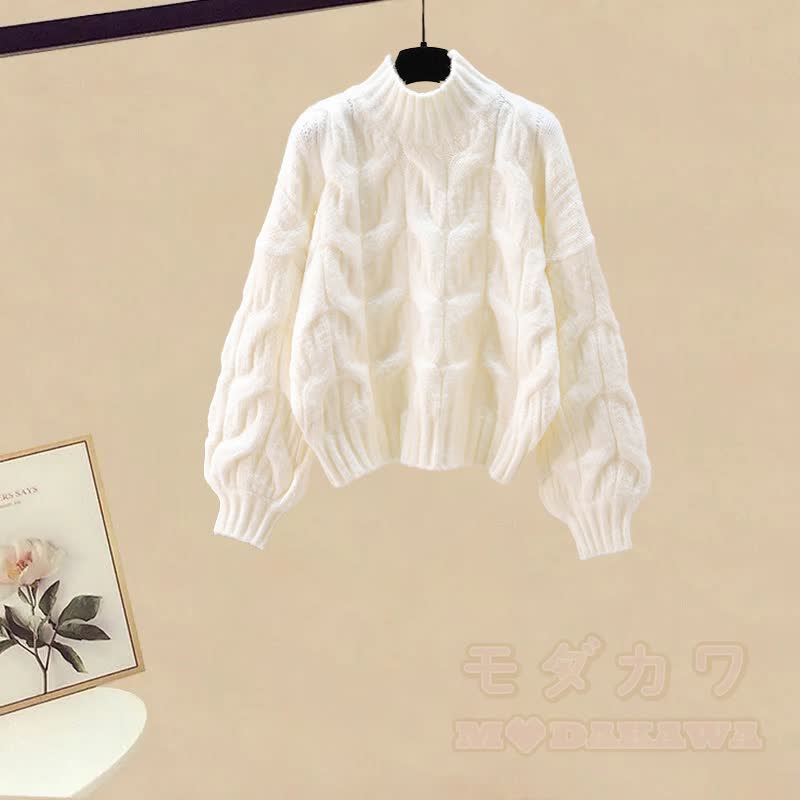 Knit Sweater Horse-face Skirt Matching Outfit - Sweater (Single) - 3XL - image 2