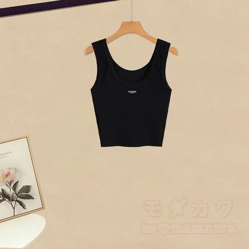 Crop Tank Top Knit Sweater Gradient Denim Pants Matching Outfit - Top (Single) - 3XL - image 2