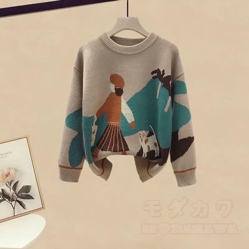 Knit Sweater Denim Pants Matching Outfit - Sweater (Single) - 3XL - image 3