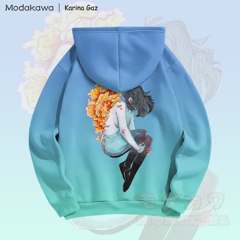 MODAKAWA X Karina Gaz Anime Girl Graphic Gradient Pullover Hoodie - image 1