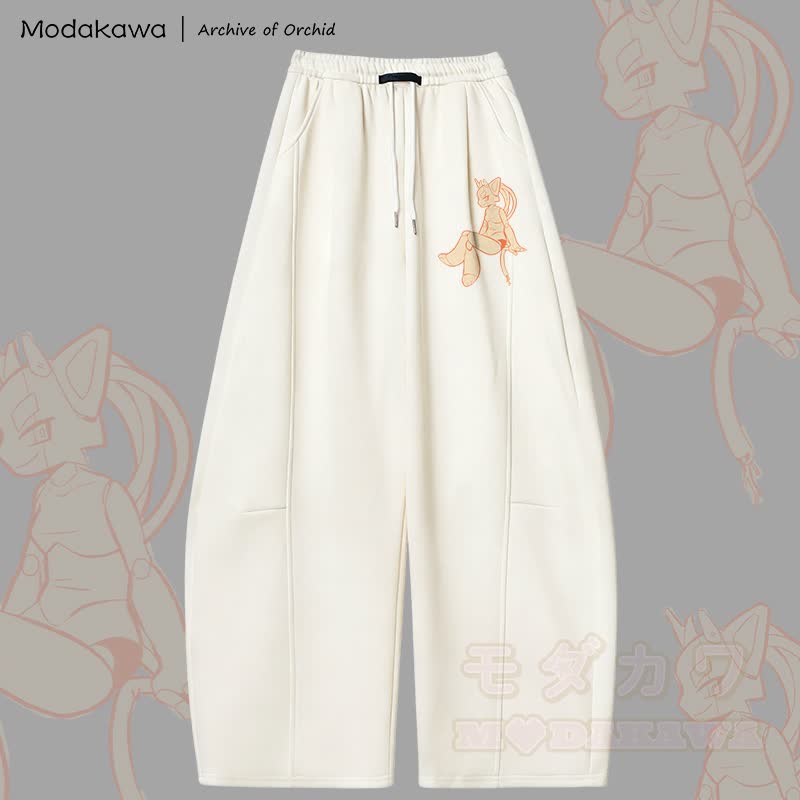 MODAKAWA X Archive of Orchid Devil Girl Graphic Wide Leg Pants - White - 5XL - image 2
