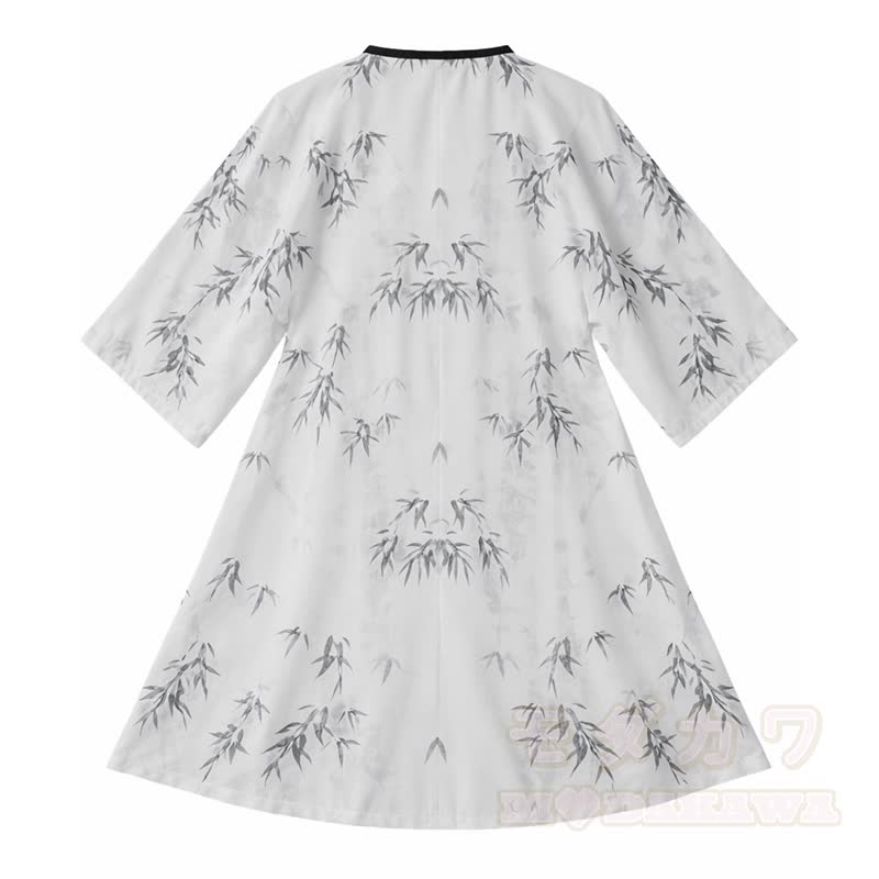 Vintage Ink Print Cami Top Sheer Robe Pleated Skirt Matching Outfit - White Robe - XL - image 2