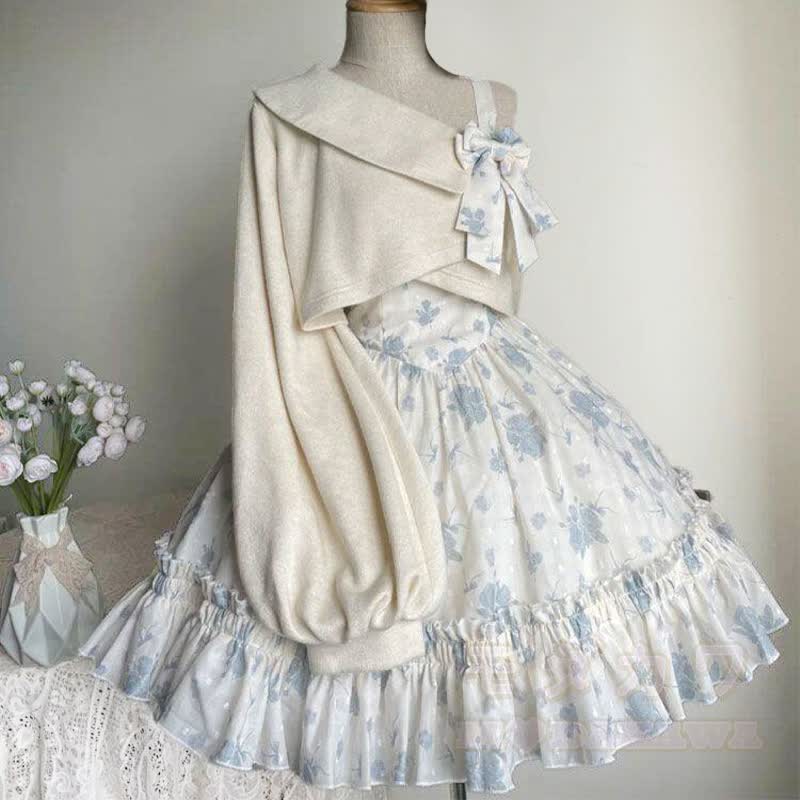 Off Shoulder Cape Top Cami Dress Two Pieces Set - image 1