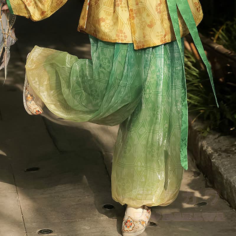 Vintage Buckle Top Harem Pants Embroidery Waist Belt Matching Outfit - Green Pants - XL - image 4