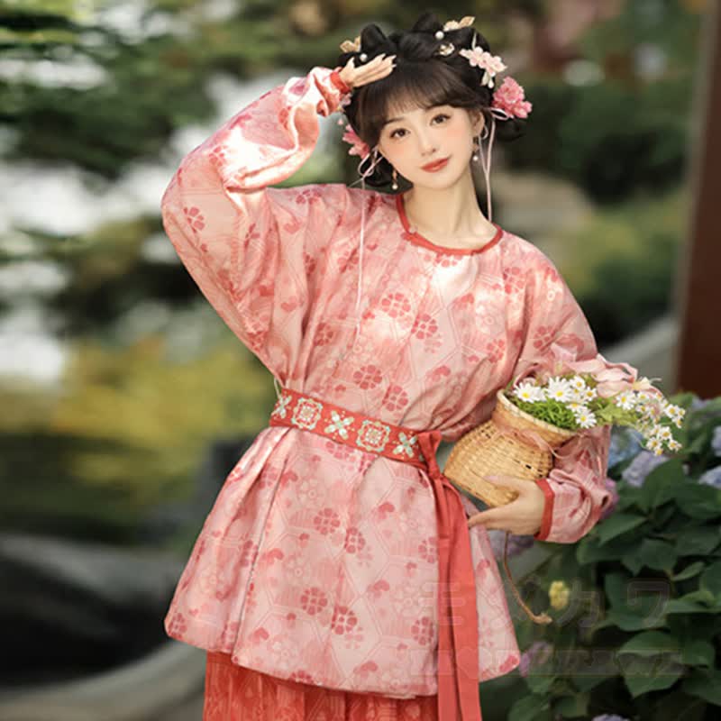 Vintage Buckle Top Harem Pants Embroidery Waist Belt Matching Outfit - Red Top - XL - image 3