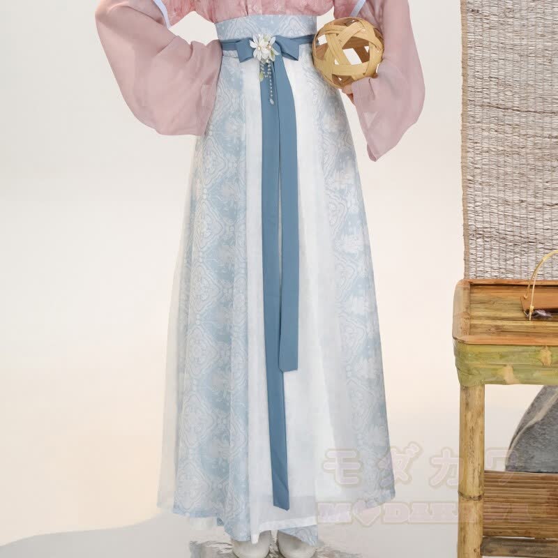 Vintage Buckle Outer Robe Inner Top Maxi Skirt Matching Outfit - Blue Skirt - XL - image 2