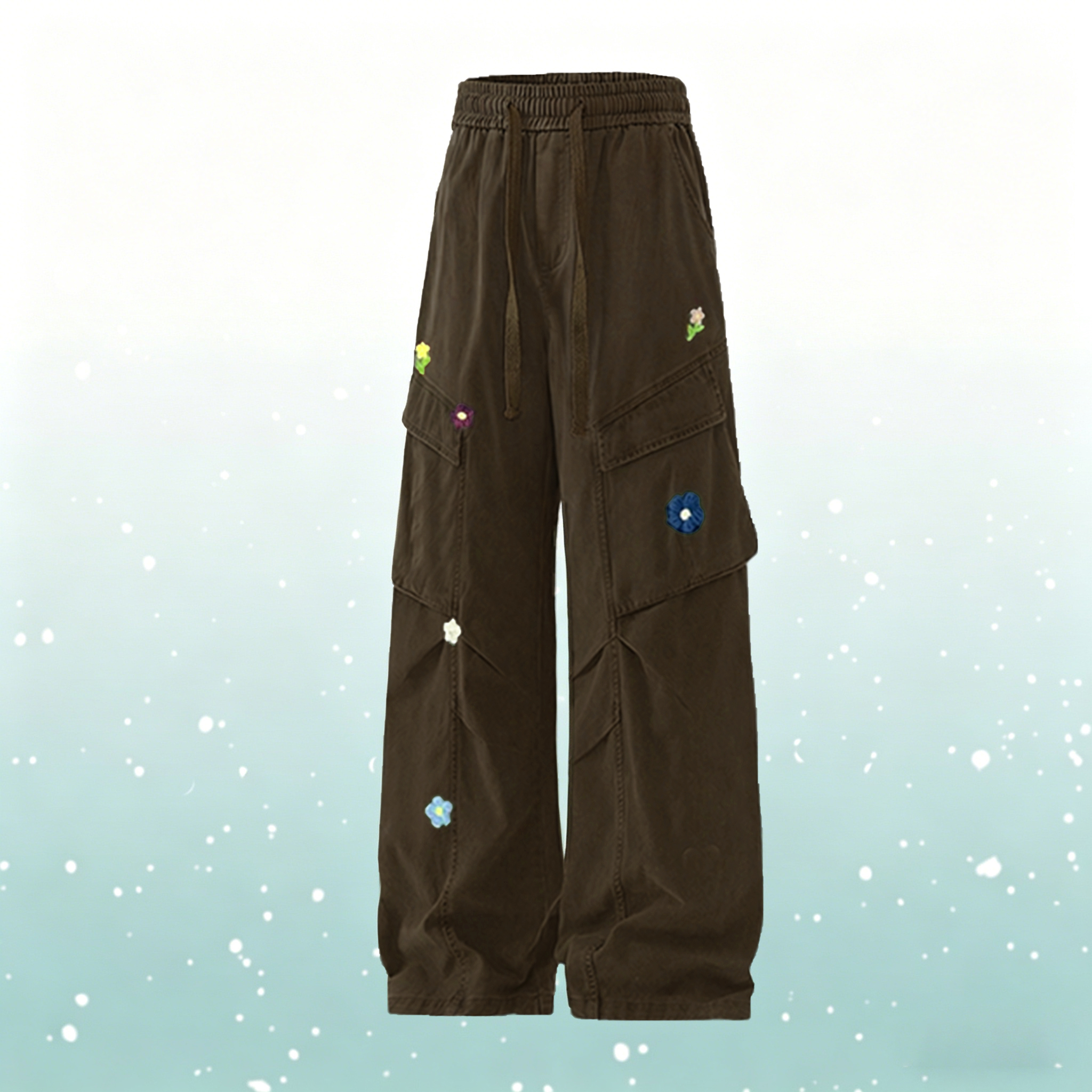 Gradient Knit Sweater Flower Cargo Pants Two Pieces - Green Pants - 2XL - image 7