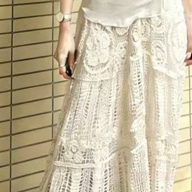 Boho Crochet Lace Tiered Maxi Skirt - image 3