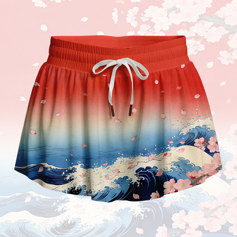 Nine Tailed Fox Graphic Modakawa Poket Skort - Red - 4XL - image 2