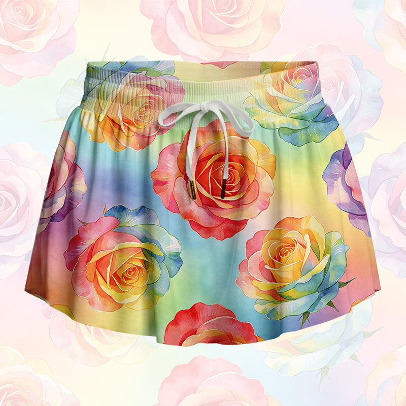 Rose Graphic Modakawa Gradient Poket Skort - Multicolor - 4XL - image 2