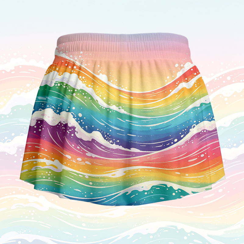 Rainbow Wave Graphic Modakawa Gradient Poket Skort - image 5