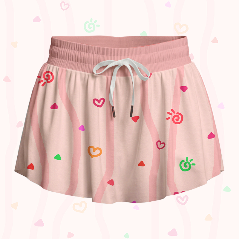 MODAKAWA X atka Smoking Fox Graphic Poket Skort - Pink - 4XL - image 2