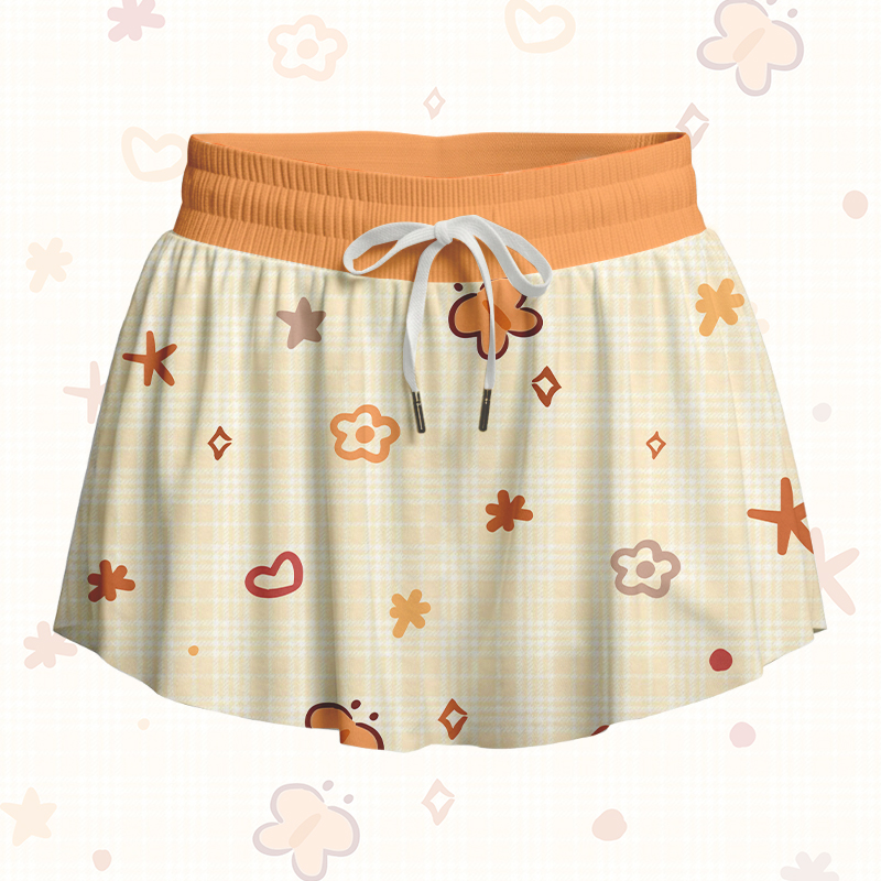 MODAKAWA X atka Happy Fox Graphic Poket Skort - Yellow - 4XL - image 2