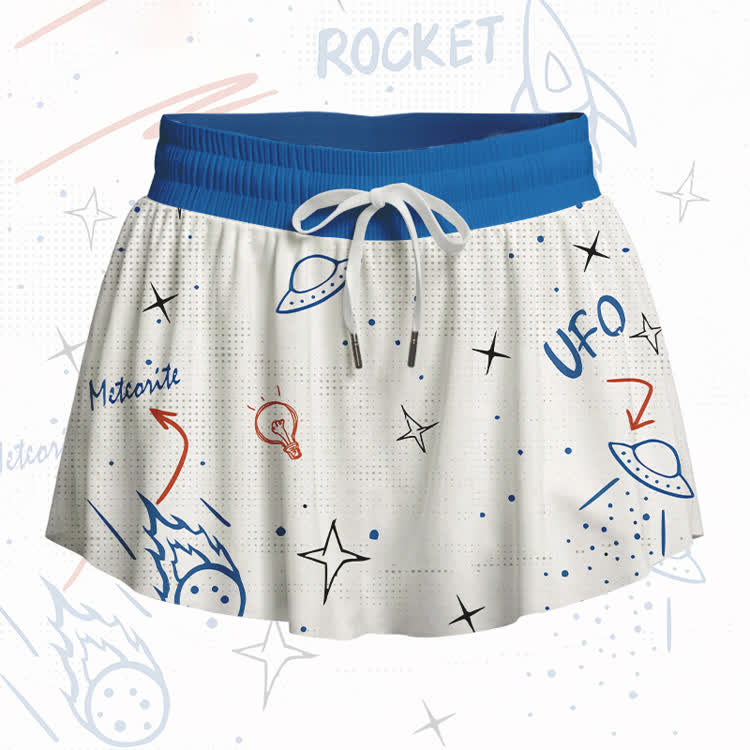 MODAKAWA X atka Tiger Graphic Poket Skort - Blue & White - 4XL - image 2