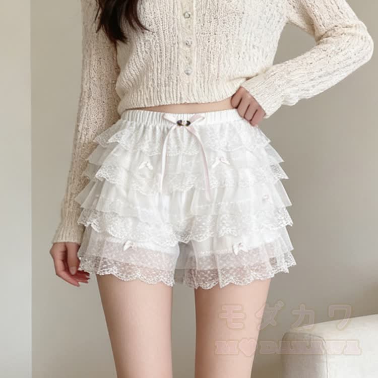 Tiered Bow Lace Ruffle Shorts - image 7