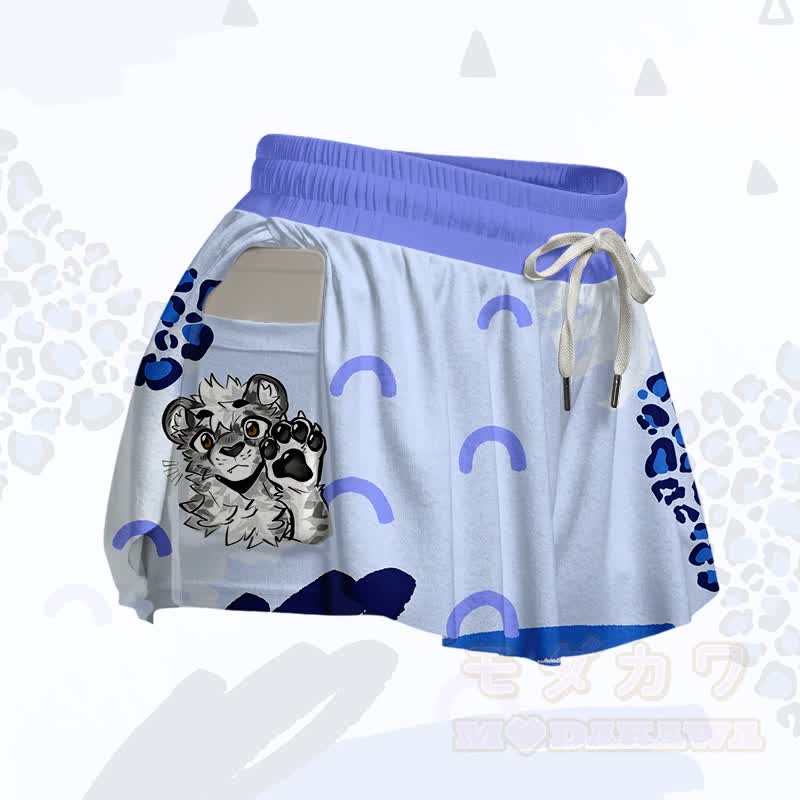 MODAKAWA X atka Tiger Paw Graphic Crop Tank Sport Top Poket Skort Matching Outfit - Skort - 4XL - image 3