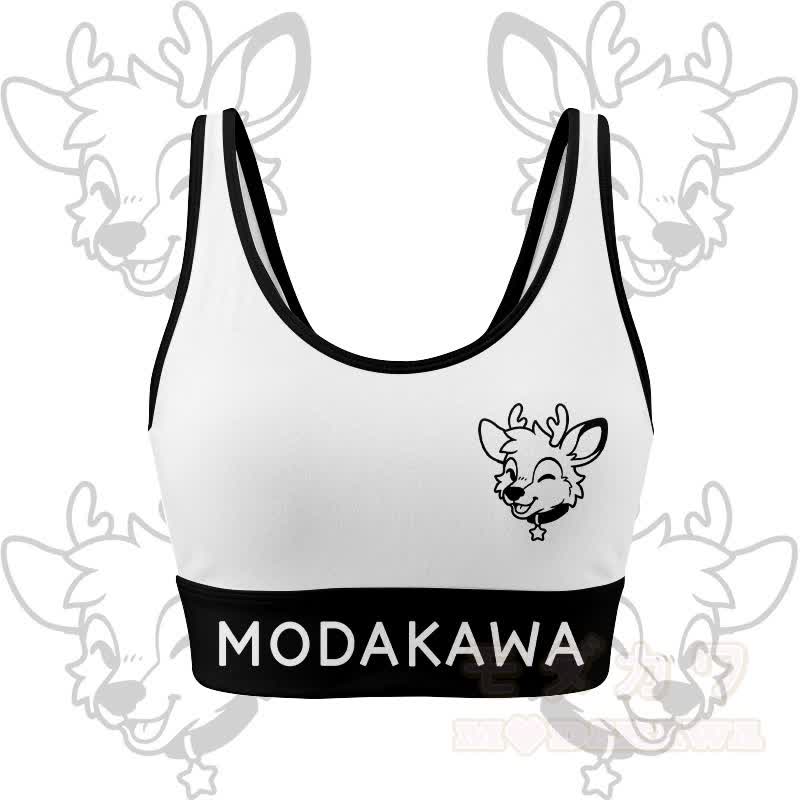 MODAKAWA X popipeko Deer Graphic Crop Tank Sport Top Skirt Matching Outfit - White Top - 2XL - image 6
