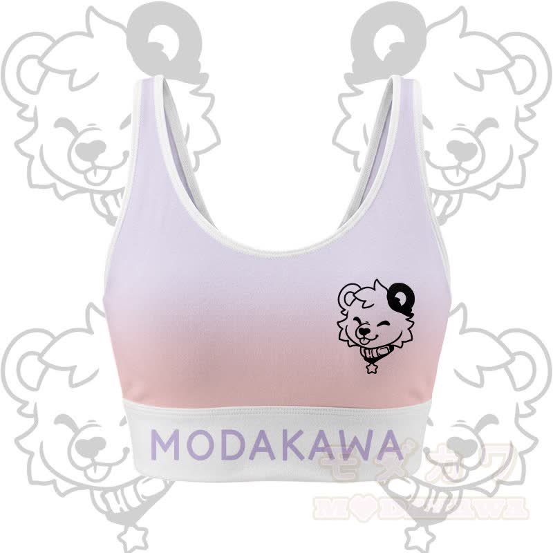 MODAKAWA X popipeko Bear Graphic Crop Tank Sport Top Skirt Matching Outfit - Purple Top - 2XL - image 3