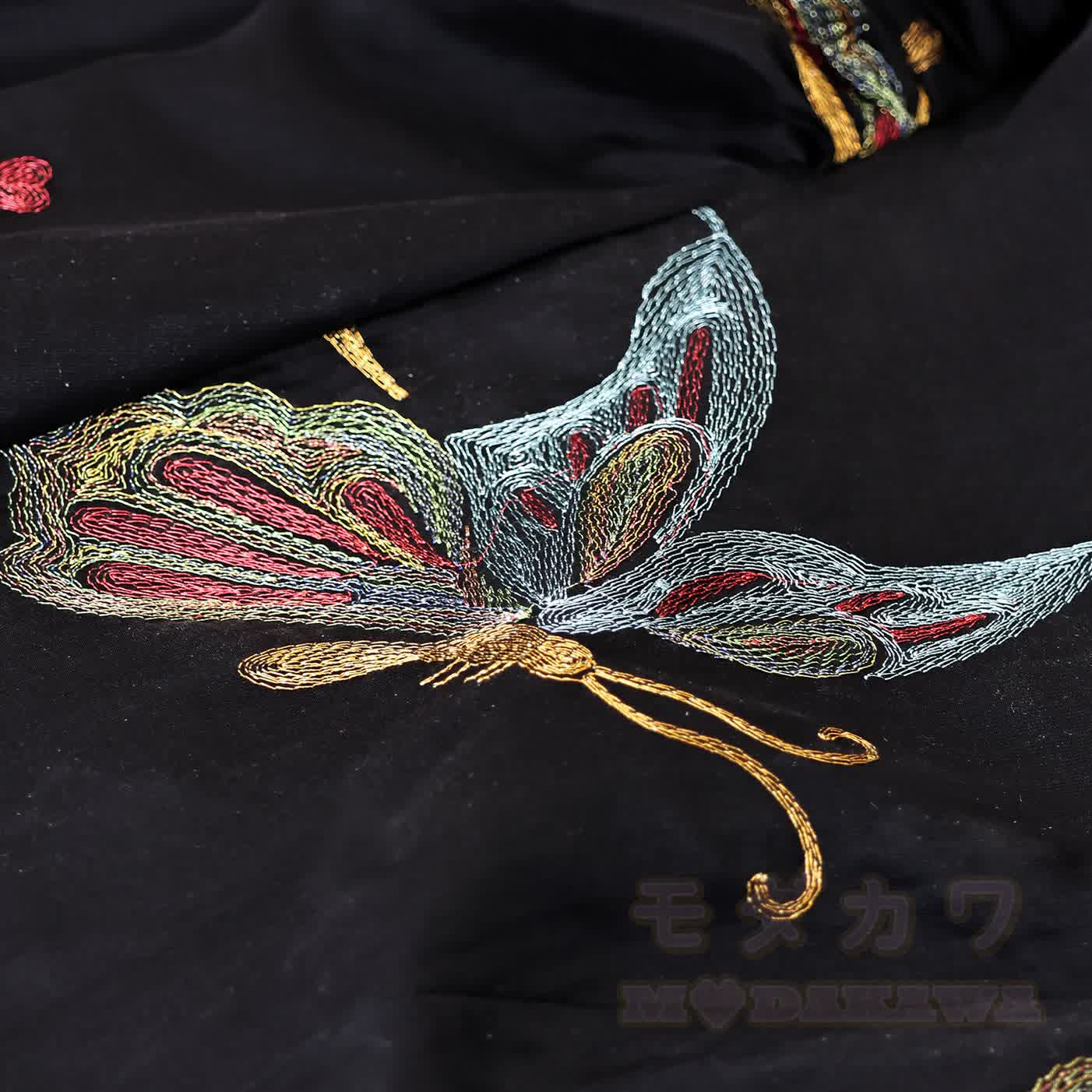Vintage Butterfly Embroidered Mesh Dress - image 4