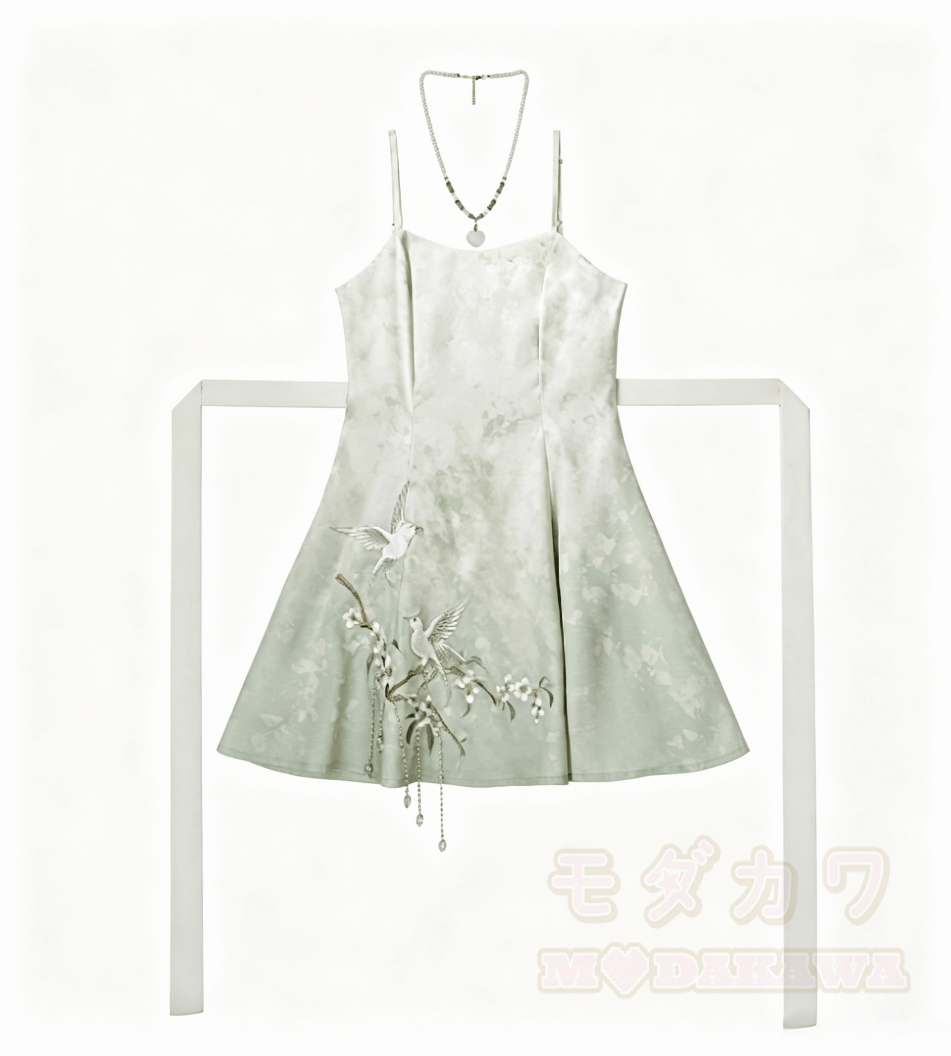 Sheer Cardigan Bird Embroidered Cami Dress Matching Outfit - Dress - L - image 4