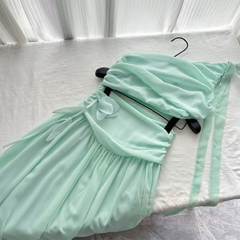 One Shoulder Cutout Flower Dress - image 6