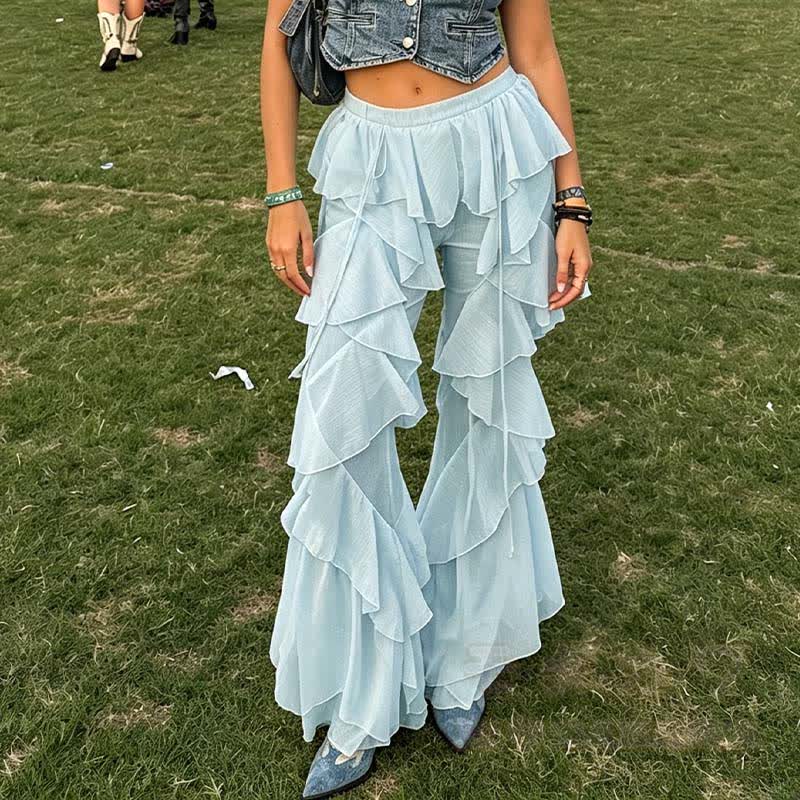 Ruffle Layered Wide Leg Pants - image 10