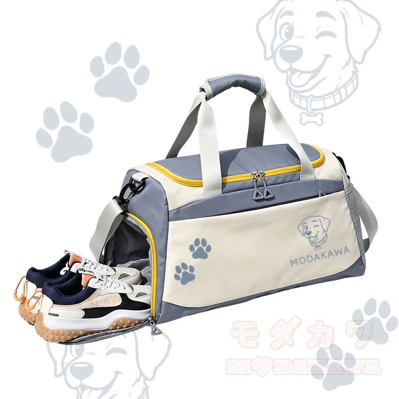 Tongue Out Puppy Graphic Modakawa Large Capacity Sports Gym Duffel Bag - Blue - 55*28*26 cm - image 3