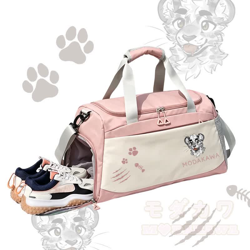 MODAKAWA X atka Cheeky Tiger Face Graphic Large Capacity Sports Gym Duffel Bag - Pink - 55*28*26 cm - image 3
