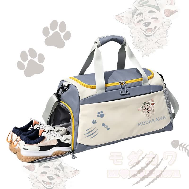 MODAKAWA X atka Fox Wants Meat Graphic Large Capacity Sports Gym Duffel Bag - Blue - 55*28*26 cm - image 4