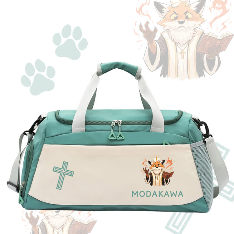 Fox Wizard Graphic Modakawa Large Capacity Sports Gym Duffel Bag - Green - 55*28*26 cm - image 2