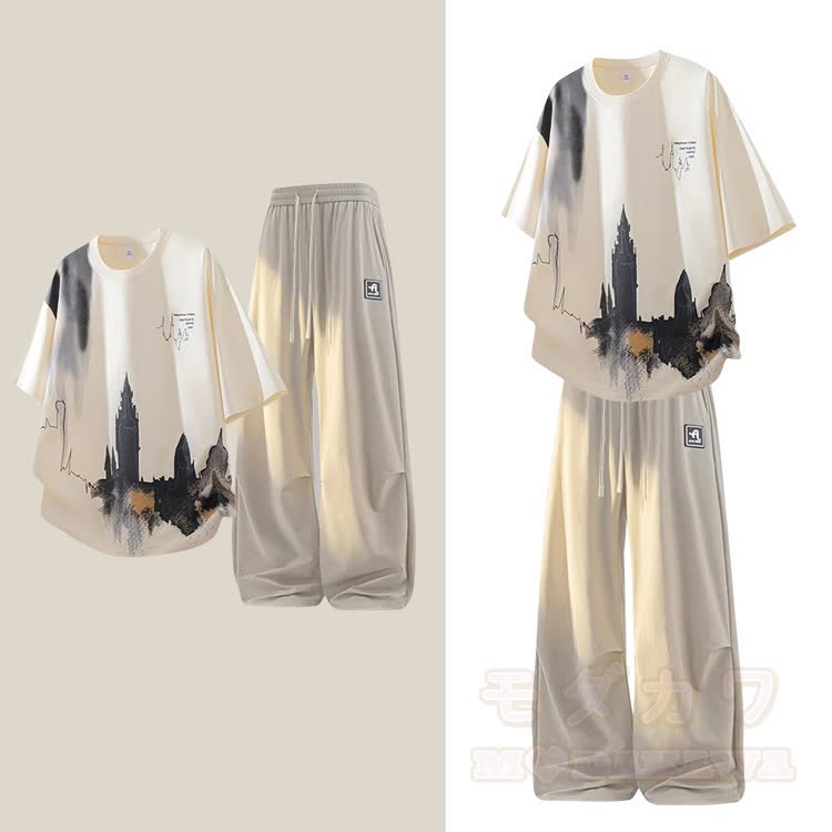City Graphic Oversized T-Shirt & Wide Leg Pants Set - image 1
