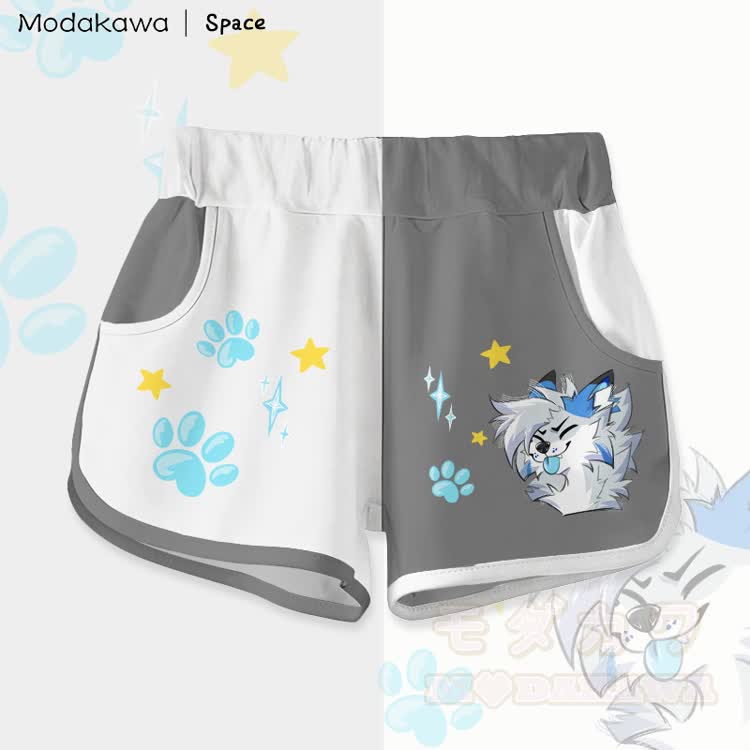 MODAKAWA X Space Barker Tongue Out Graphic Shorts - Grey - 5XL - image 2