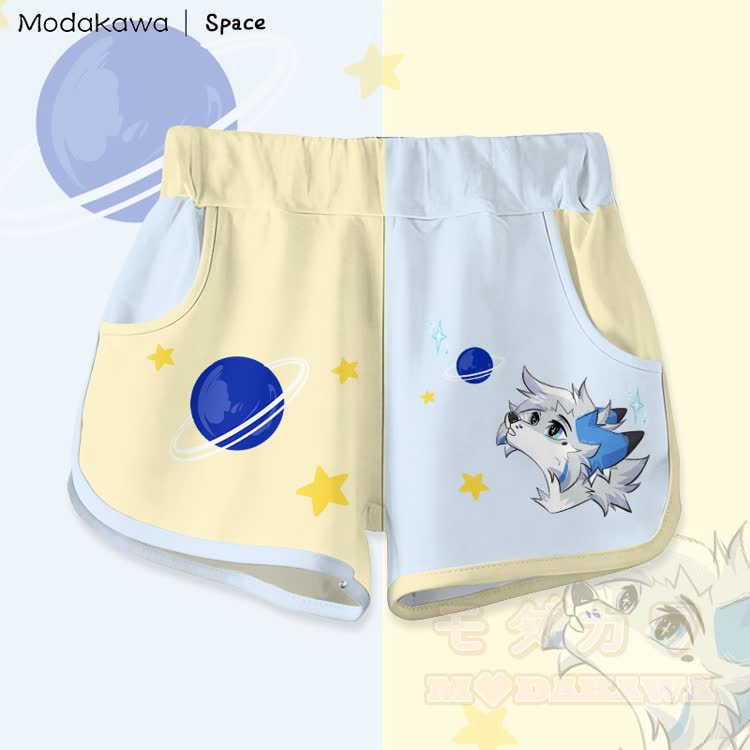 MODAKAWA X Space Barker Looking Up Graphic Shorts - Yellow - 5XL - image 2