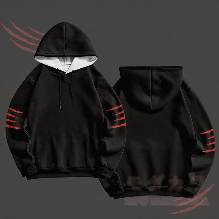 Claw Graphic Modakawa Pullover Hoodie - Black A - 6XL - image 1
