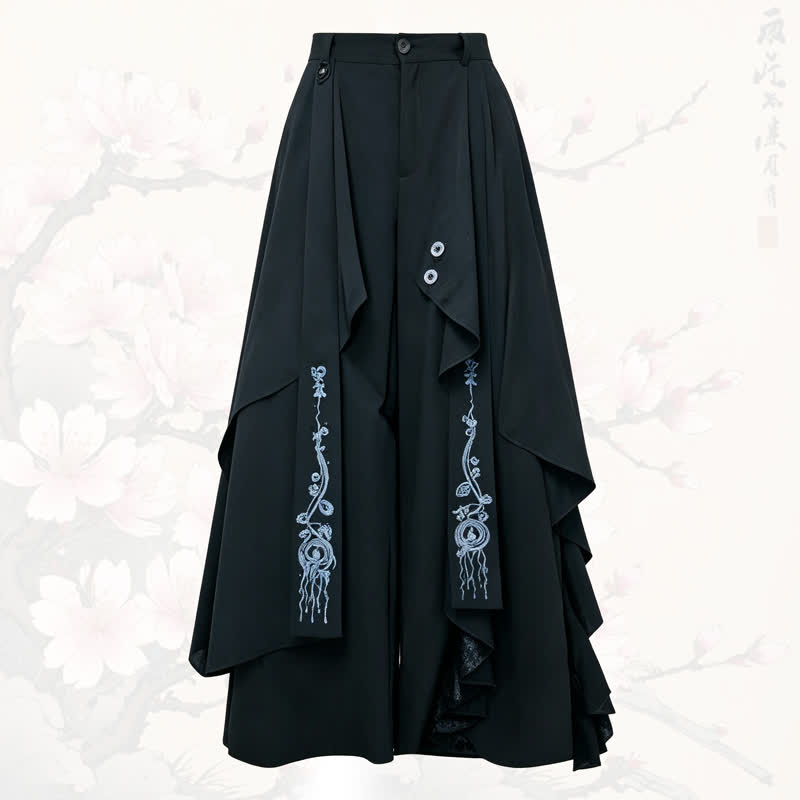 Vintage Layered Asymmetrical Patchwork Wide Leg Pants  - image 1