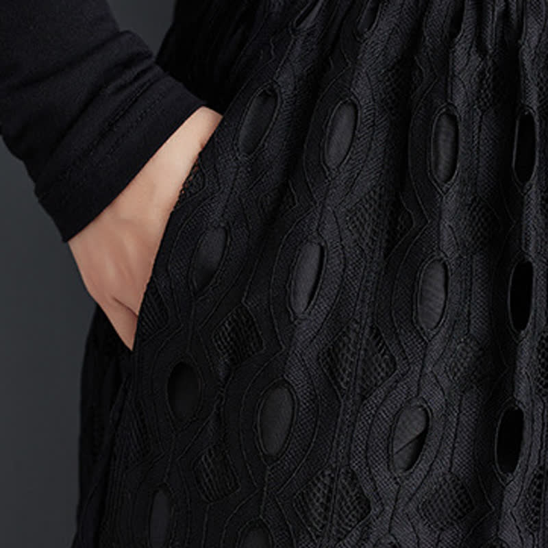 High Waist Hollow Out Mesh Knit Long Skirt  - image 5