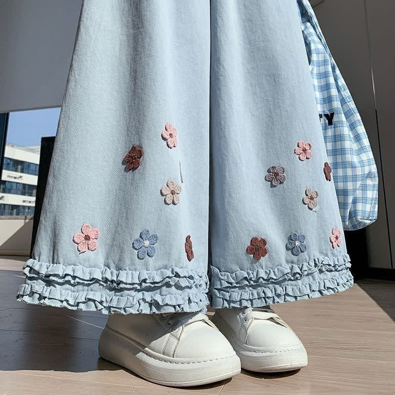 Casual High Waist Loose Floral Decor Straight Pants  - image 1