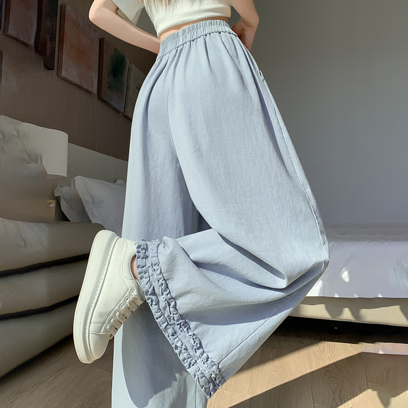 Casual High Waist Loose Floral Decor Straight Pants  - image 4