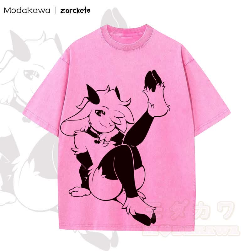 MODAKAWA X zarckets Sheep Print Washed T-shirt - Pink - 5XL - image 1