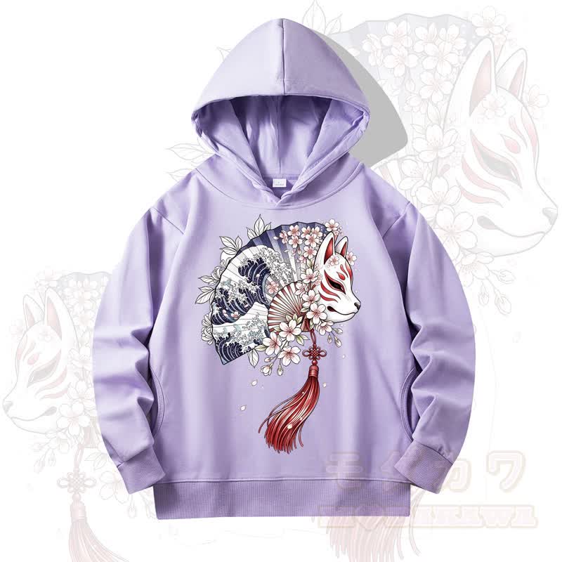 MODAKAWA Fan Fox Cherry Blossom Print Long Sleeve Hooded Sweatshirt - Purple - 4XL - image 10