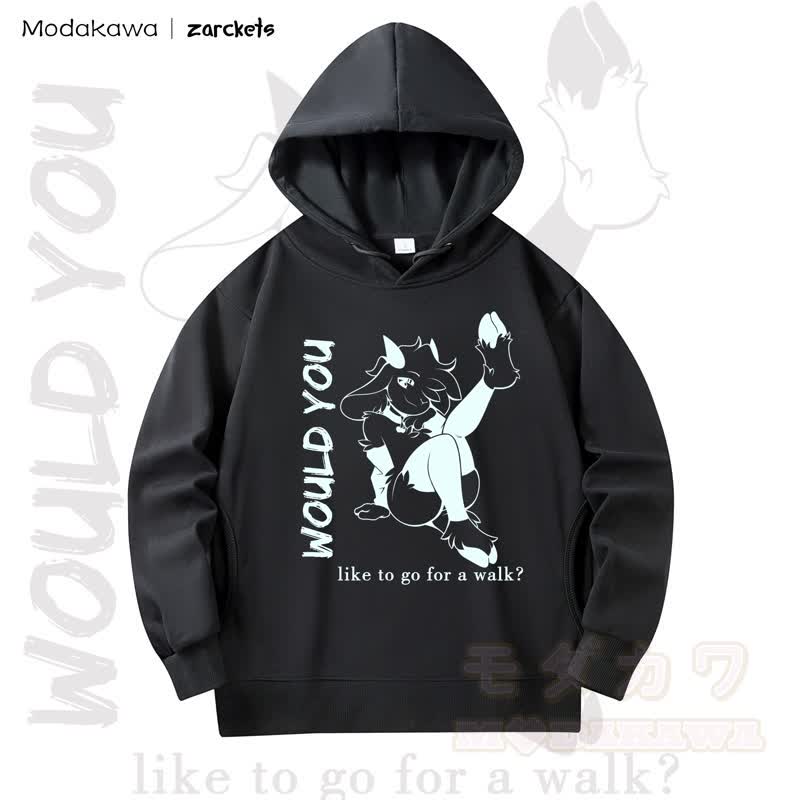 MODAKAWA X zarckets WOULD YOU Goat Print Long Sleeve Hooded Sweatshirt - Black - 4XL - image 2