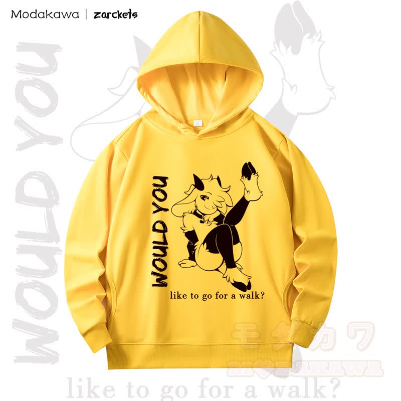 MODAKAWA X zarckets WOULD YOU Goat Print Long Sleeve Hooded Sweatshirt - Yellow - 4XL - image 9