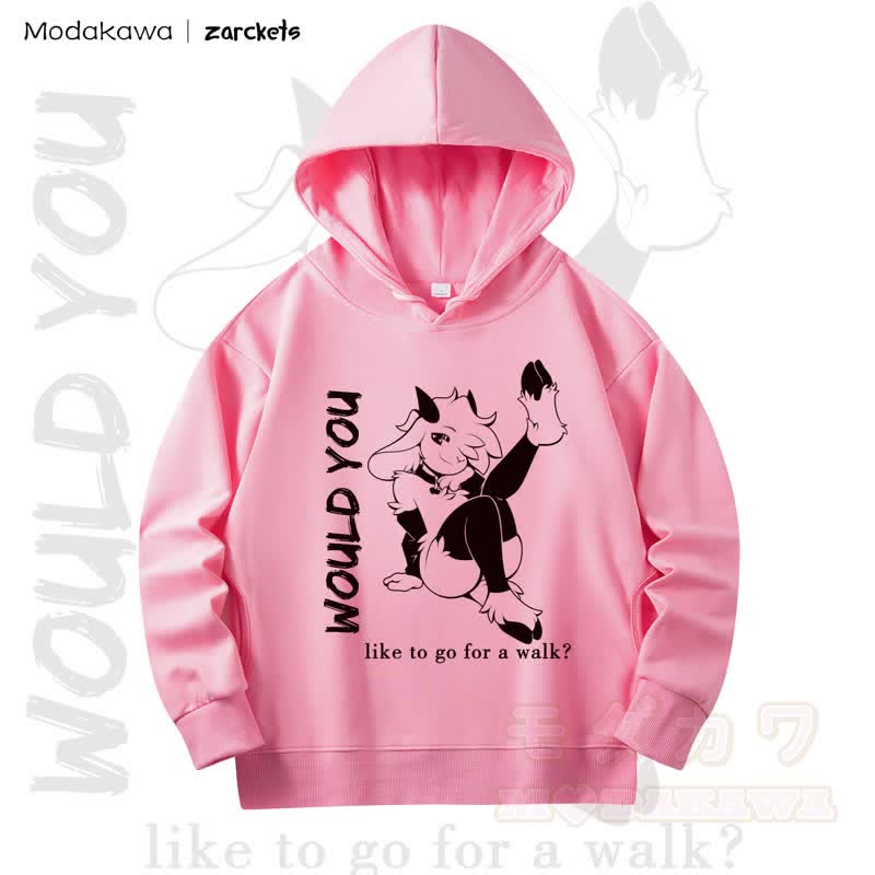 MODAKAWA X zarckets WOULD YOU Goat Print Long Sleeve Hooded Sweatshirt - Pink - 4XL - image 11