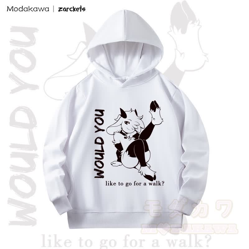MODAKAWA X zarckets WOULD YOU Goat Print Long Sleeve Hooded Sweatshirt - White - 4XL - image 10